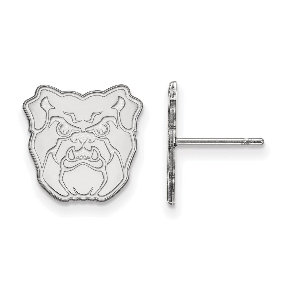 10k White Gold Butler University Post Earrings