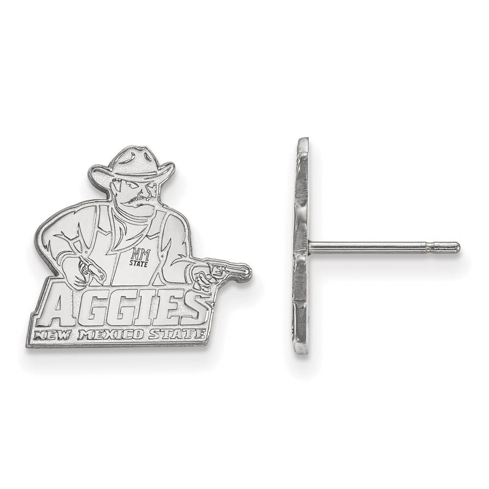 10k White Gold New Mexico State University Post Earrings