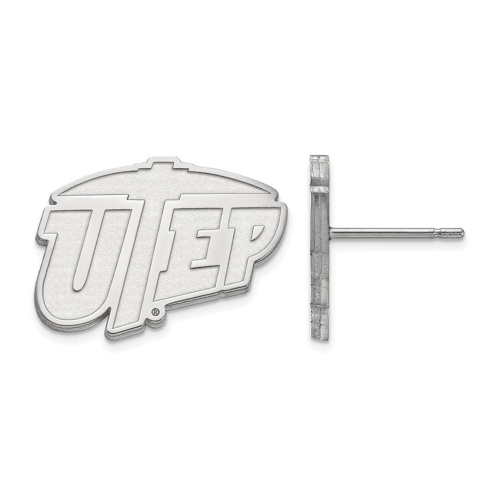 10k White Gold University of Texas El Paso Post Earrings