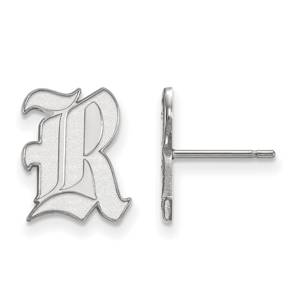10k White Gold Rice University Post Earrings
