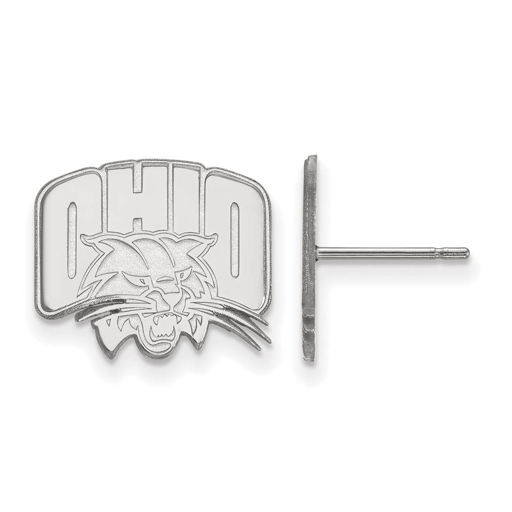 10k White Gold Ohio University Post Earrings