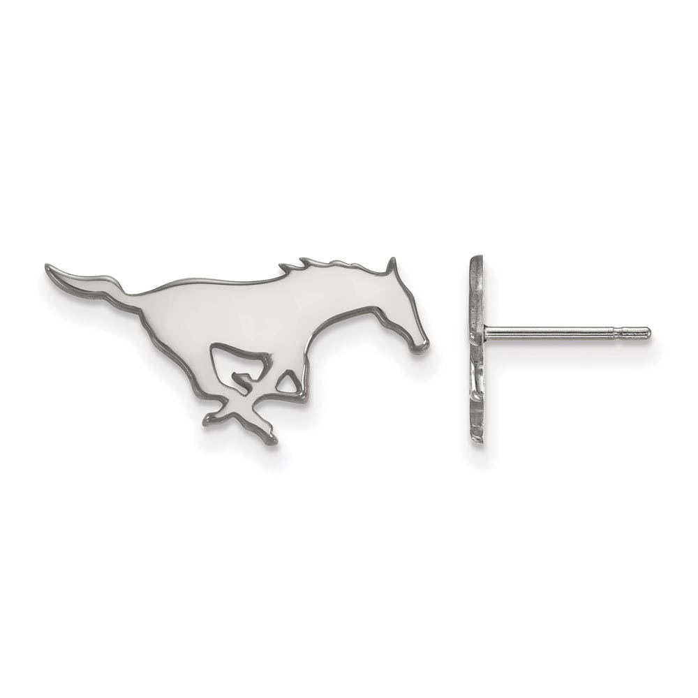 10k White Gold Southern Methodist Univ. Post Earrings