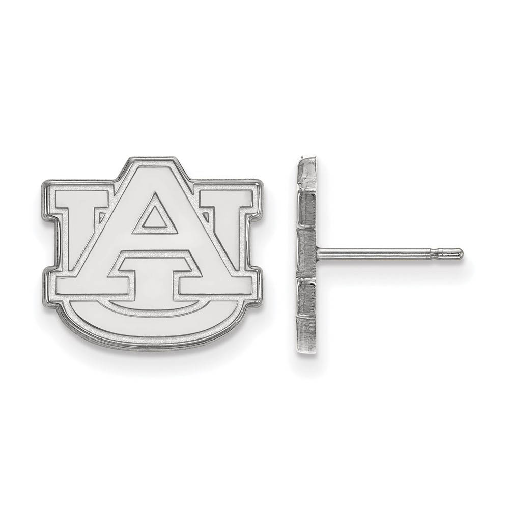 10k White Gold Auburn University Post Earrings