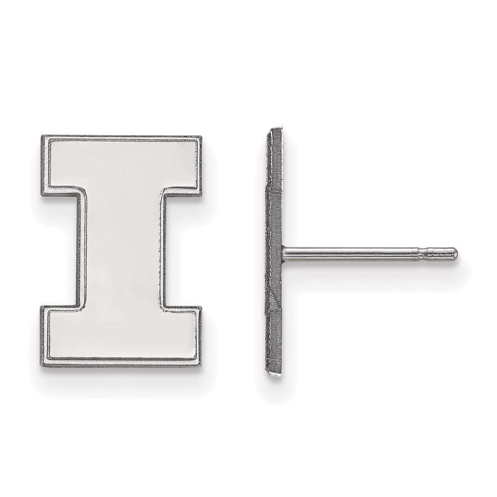 10k White Gold University of Illinois Initial I Post Earrings
