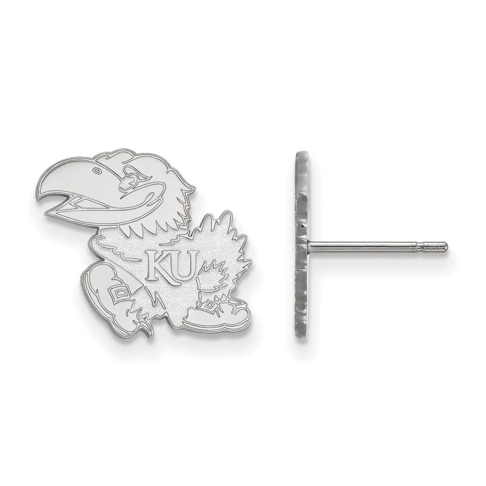 10k White Gold University of Kansas Mascot Post Earrings