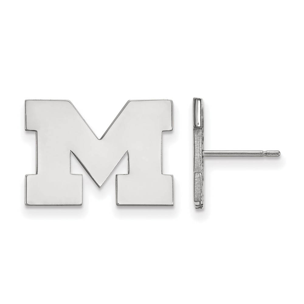 10k White Gold Michigan (Univ of) Post Earrings