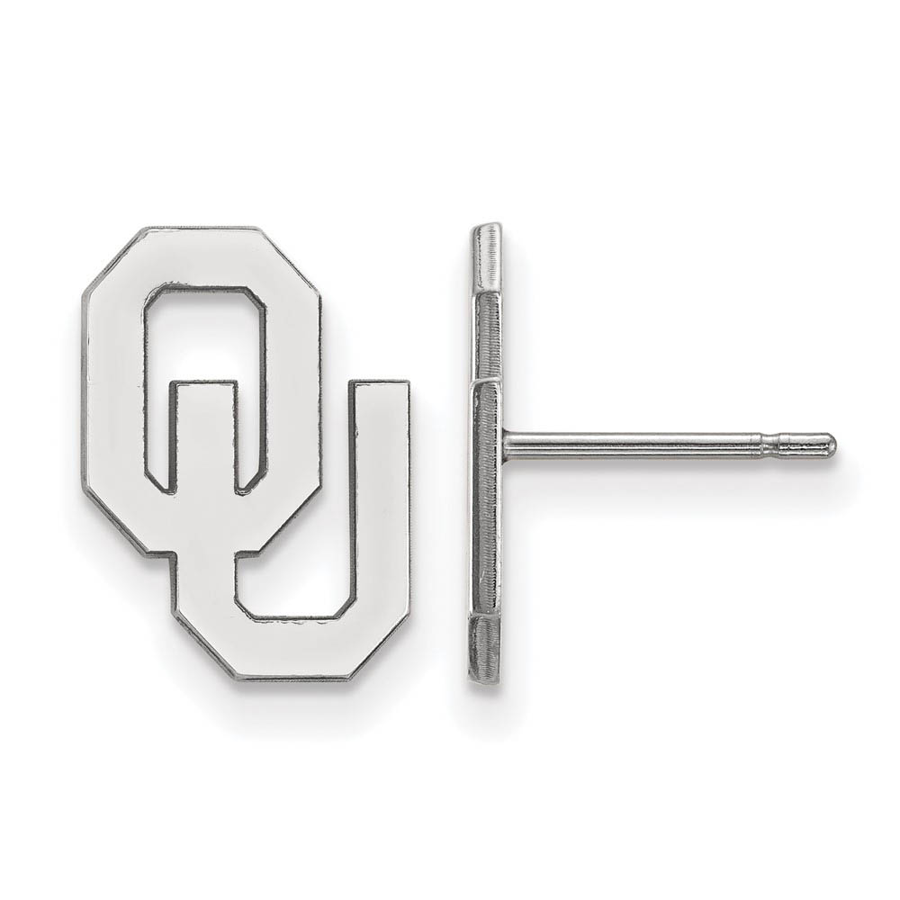 10k White Gold University of Oklahoma Post Earrings