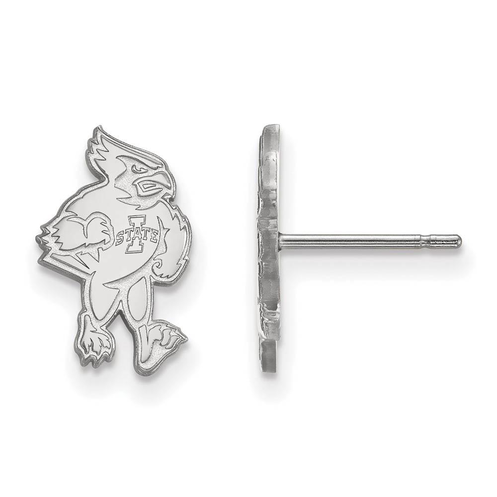 10k White Gold Iowa State University Post Earrings