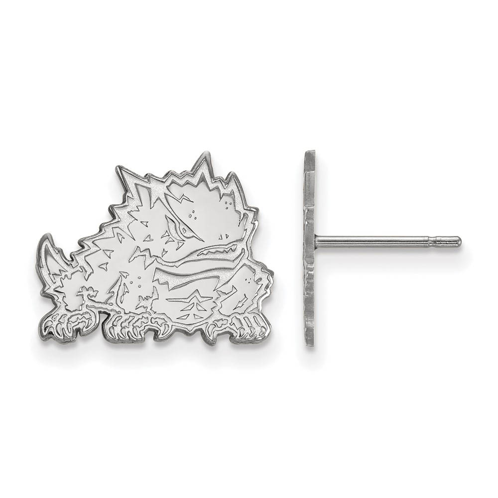 10k White Gold Texas Christian University Post Earrings