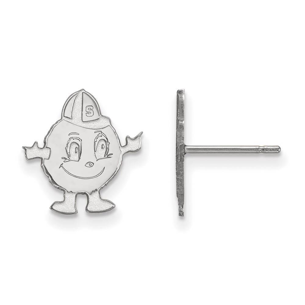 10k White Gold Syracuse University Post Earrings