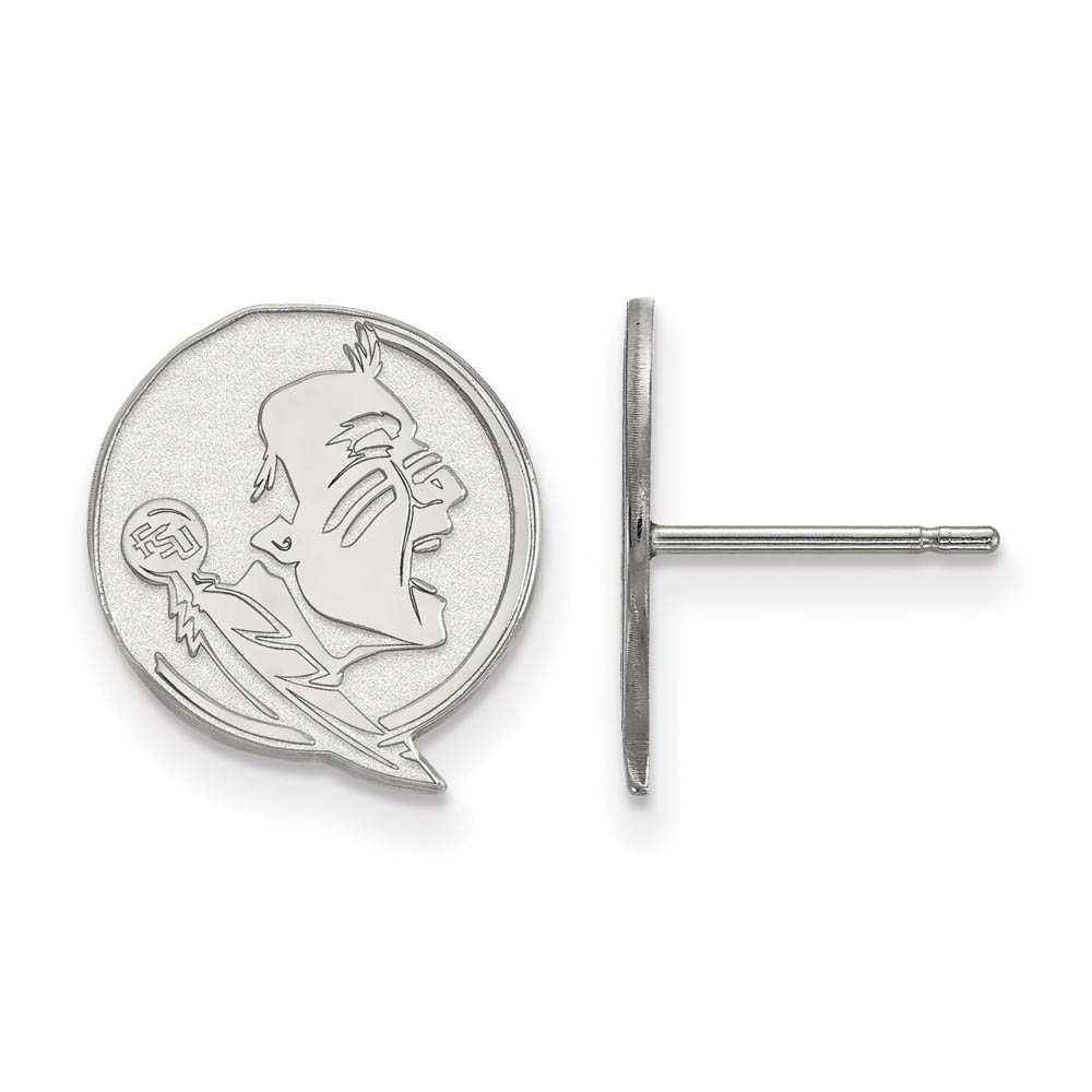 10K White Gold Florida State University Post Earrings