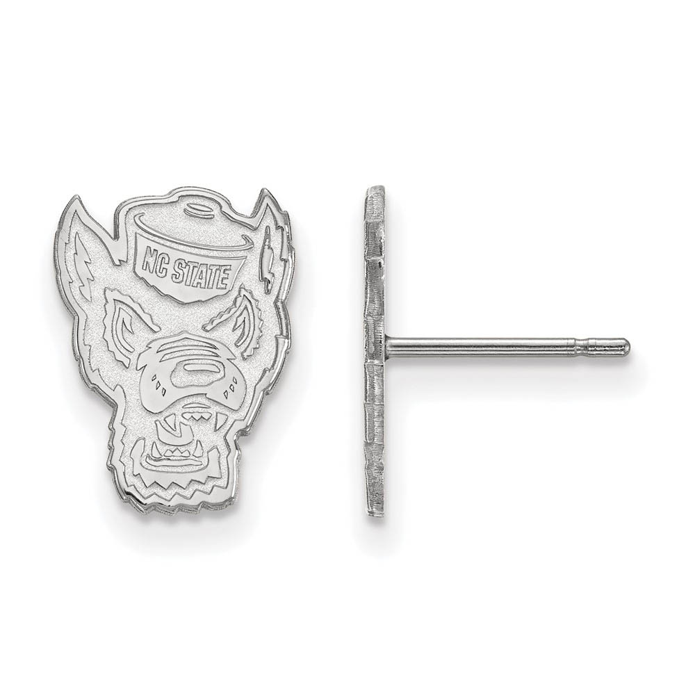 10k White Gold North Carolina State Post Earrings