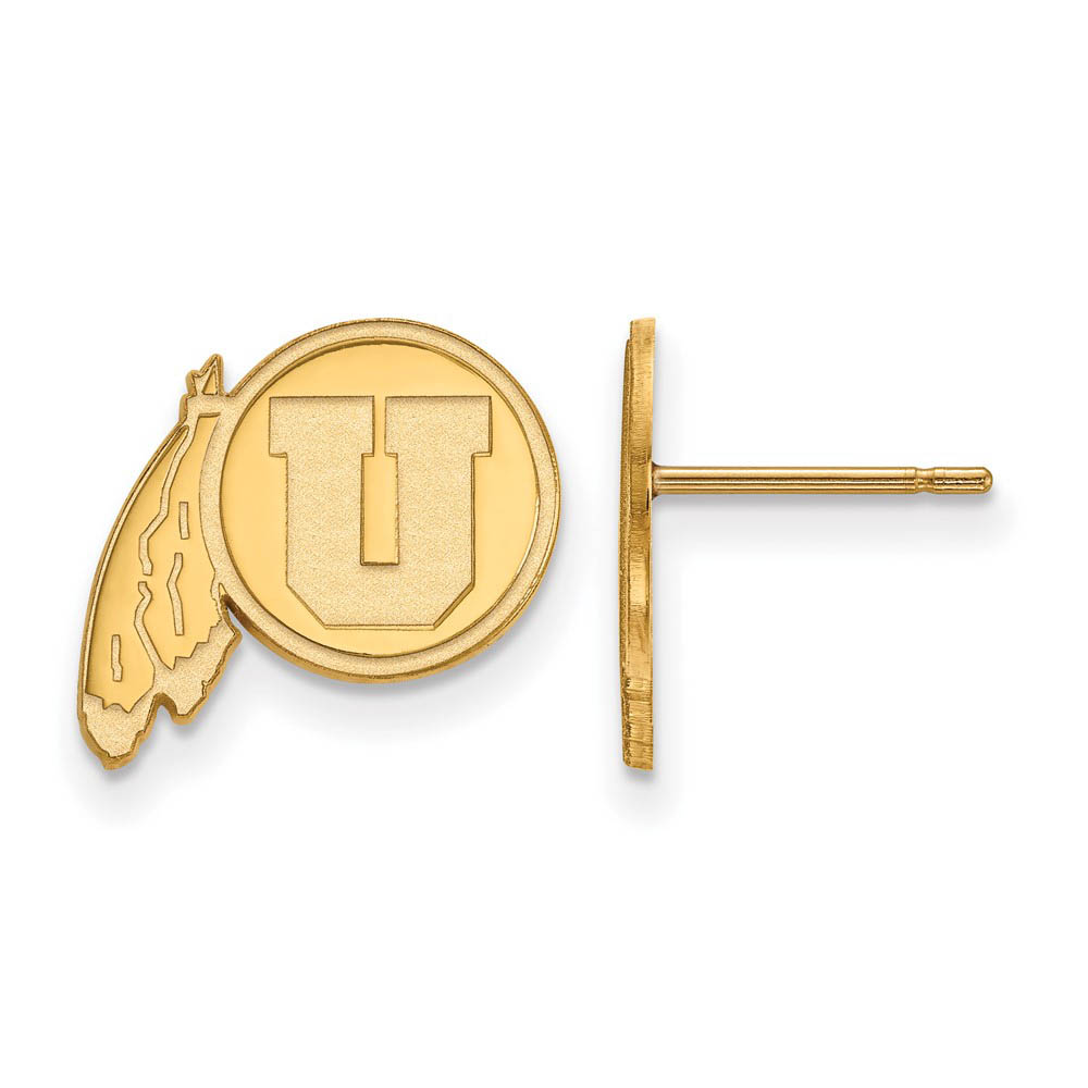 10k Yellow Gold University of Utah Post Earrings