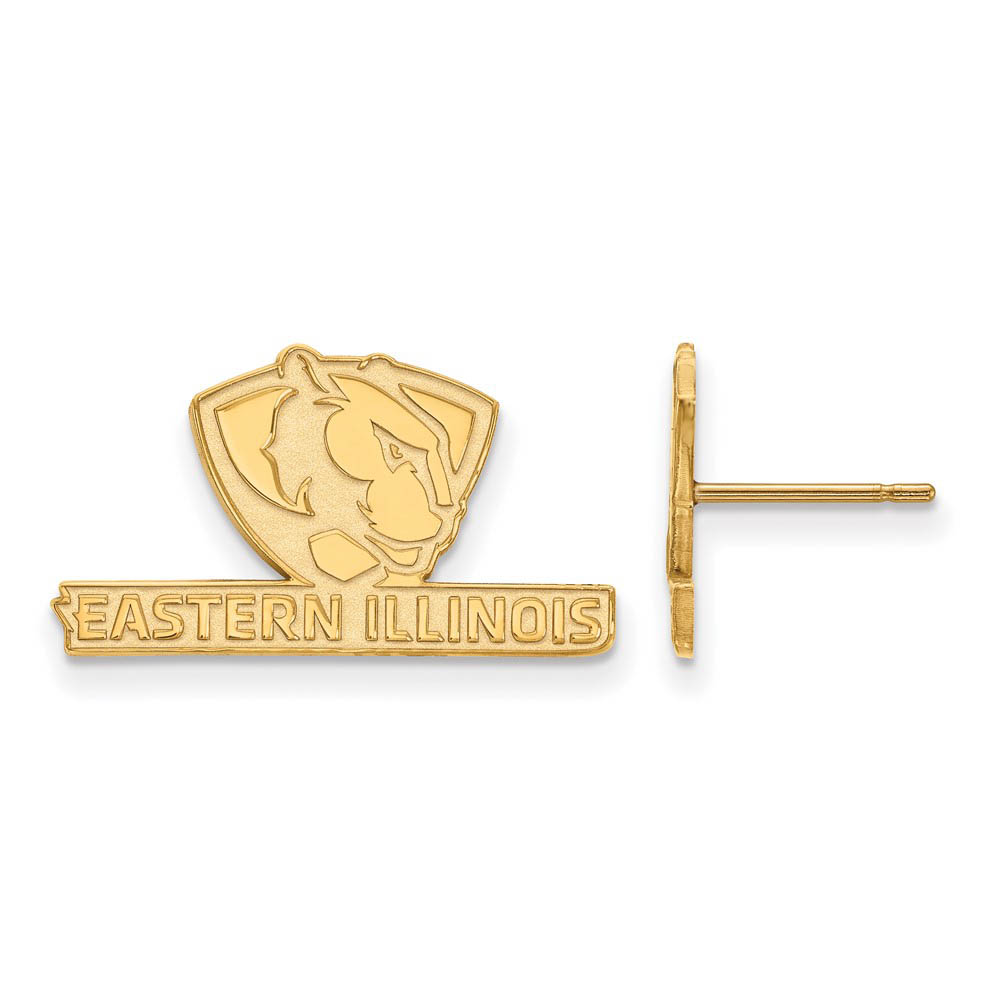 10k Yellow Gold Eastern Illinois University Post Earrings