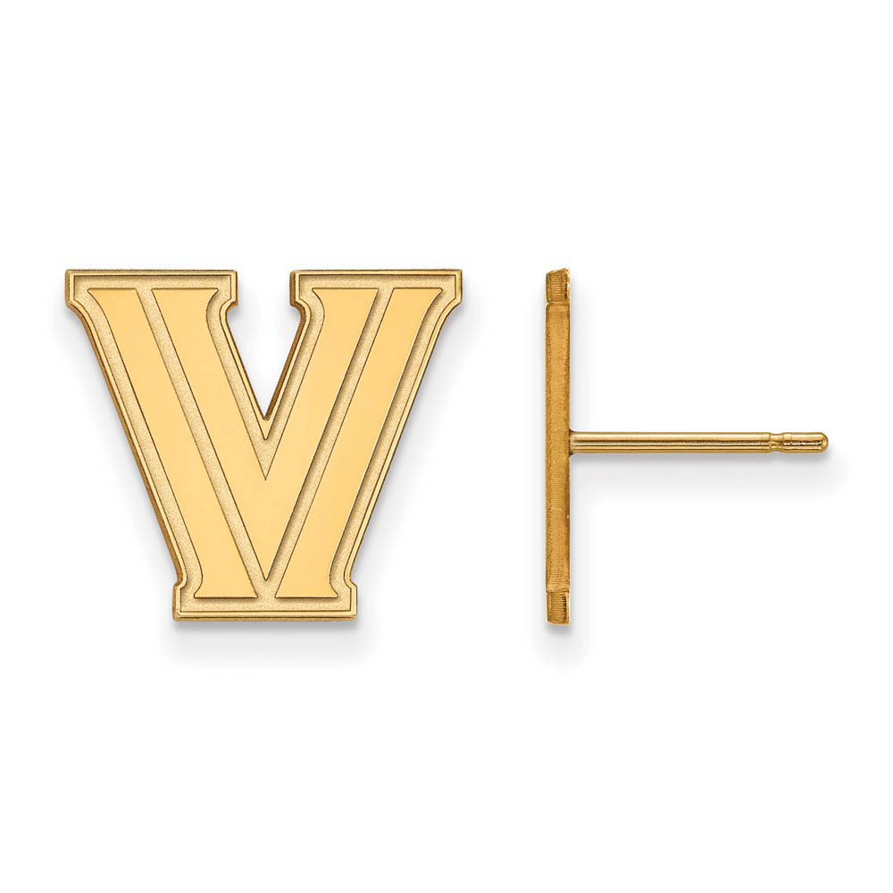 10k Yellow Gold Villanova University Initial V Post Earrings