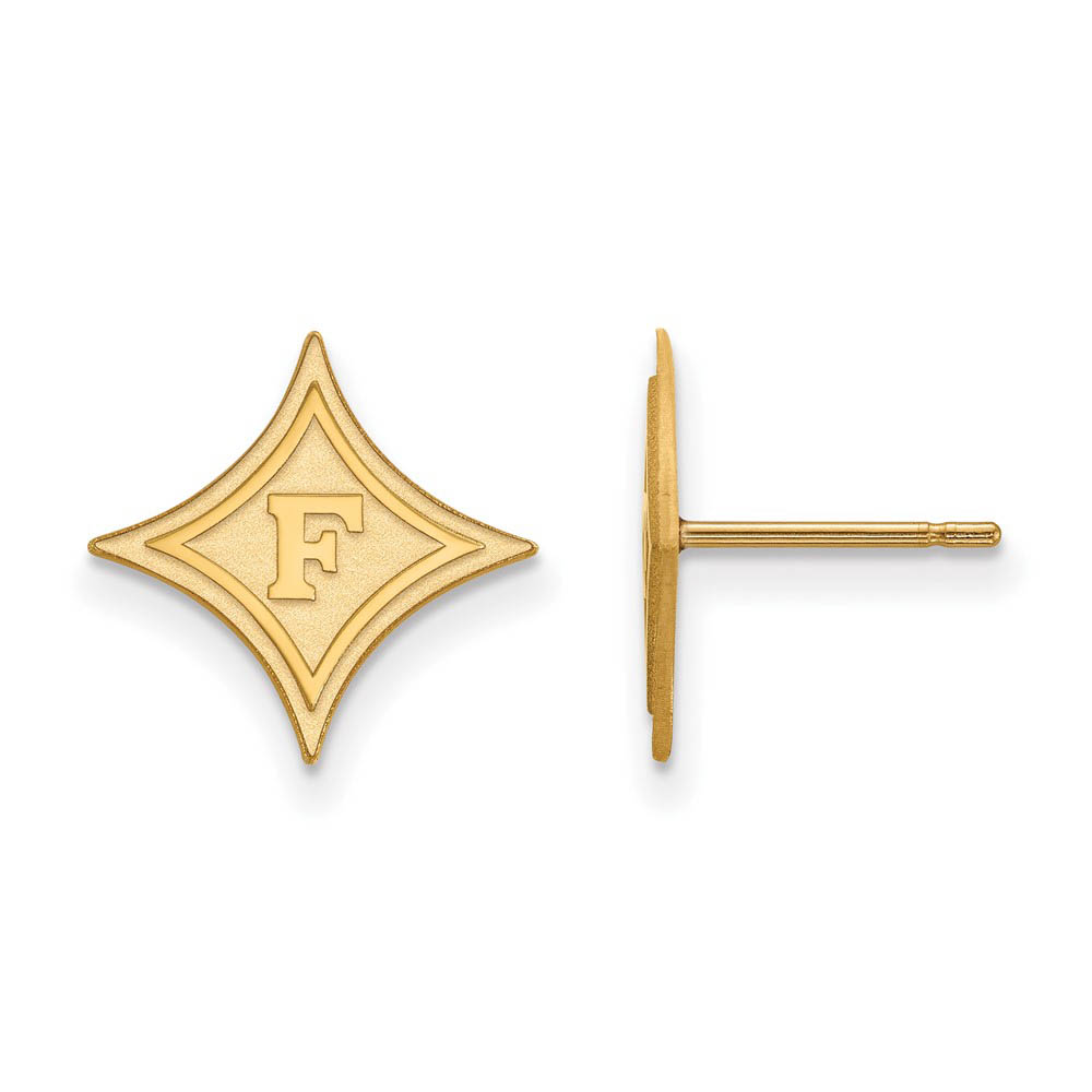 10k Yellow Gold Furman University Post Earrings