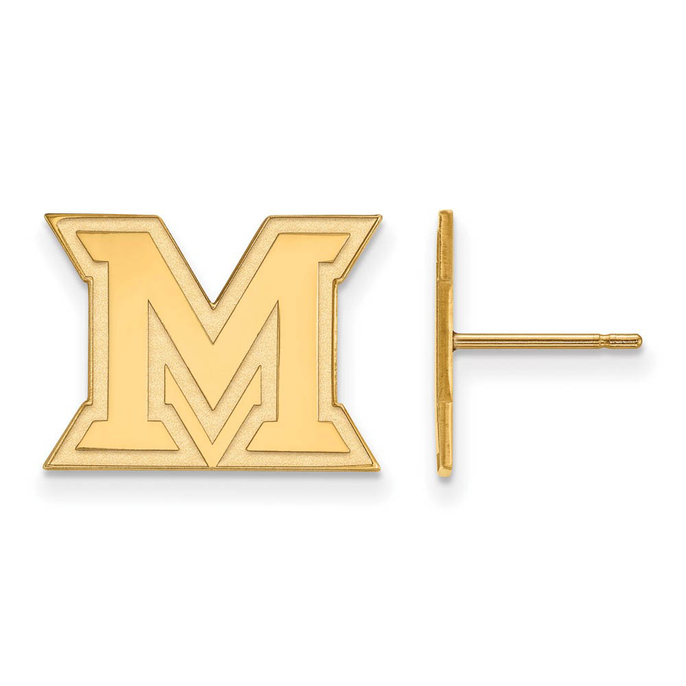 10k Yellow Gold Miami University Post Earrings