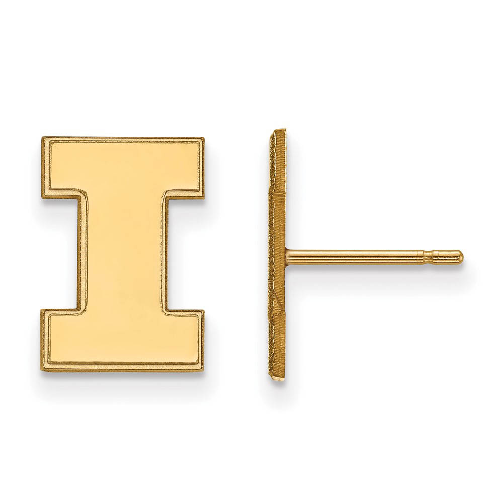 10k Yellow Gold University of Illinois Initial I Post Earrings