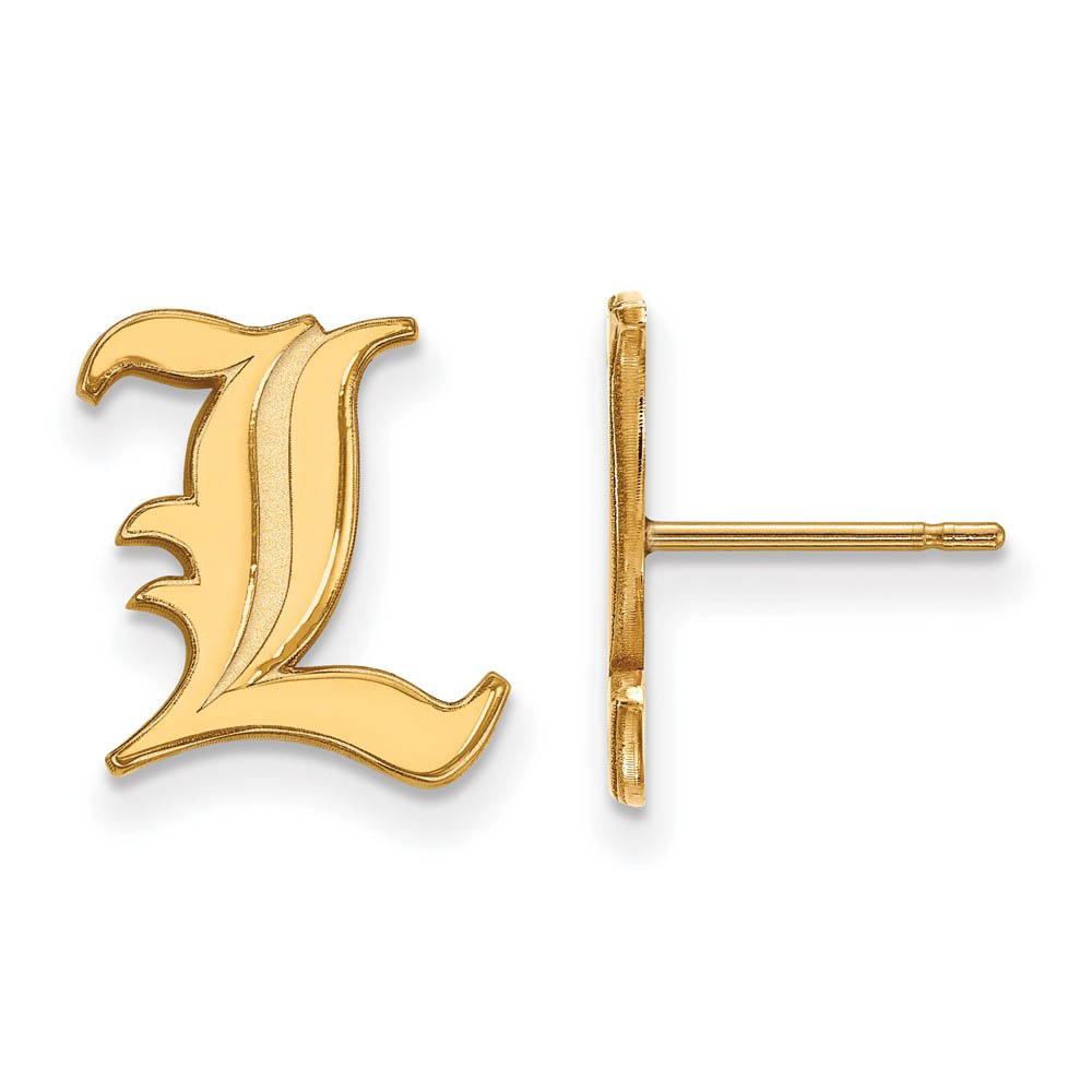 10k Yellow Gold University of Louisville Sm Initial Post Earrings