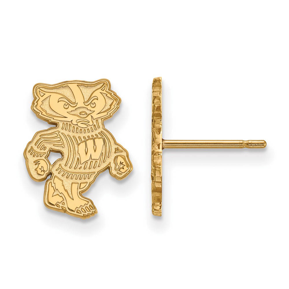 10k Yellow Gold University of Wisconsin Mascot Post Earrings