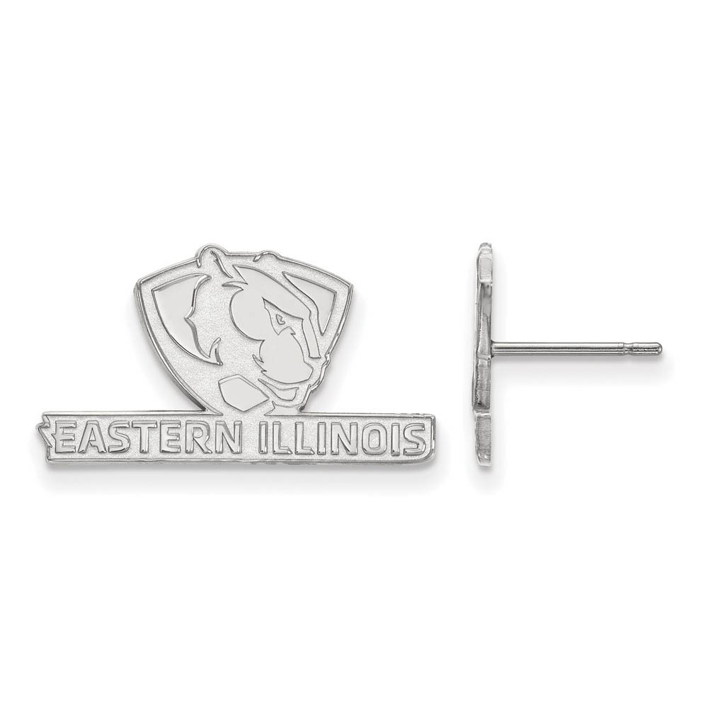 14k White Gold Eastern Illinois University Post Earrings