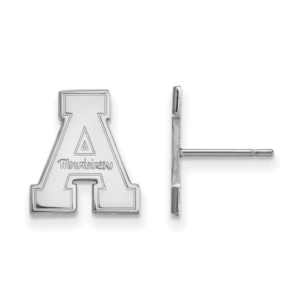14k White Gold Appalachian State Post Earrings