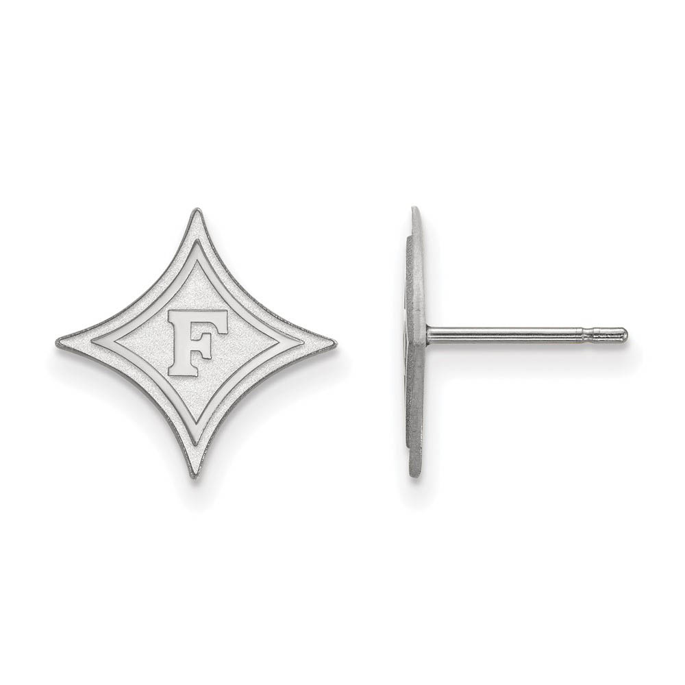 14k White Gold Furman University Post Earrings