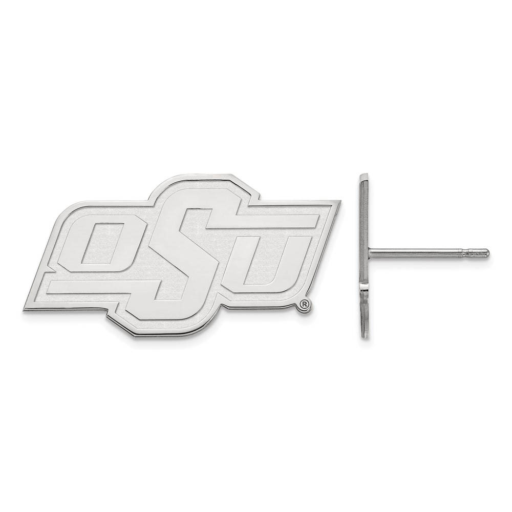 14k White Gold Oklahoma State University Post Earrings