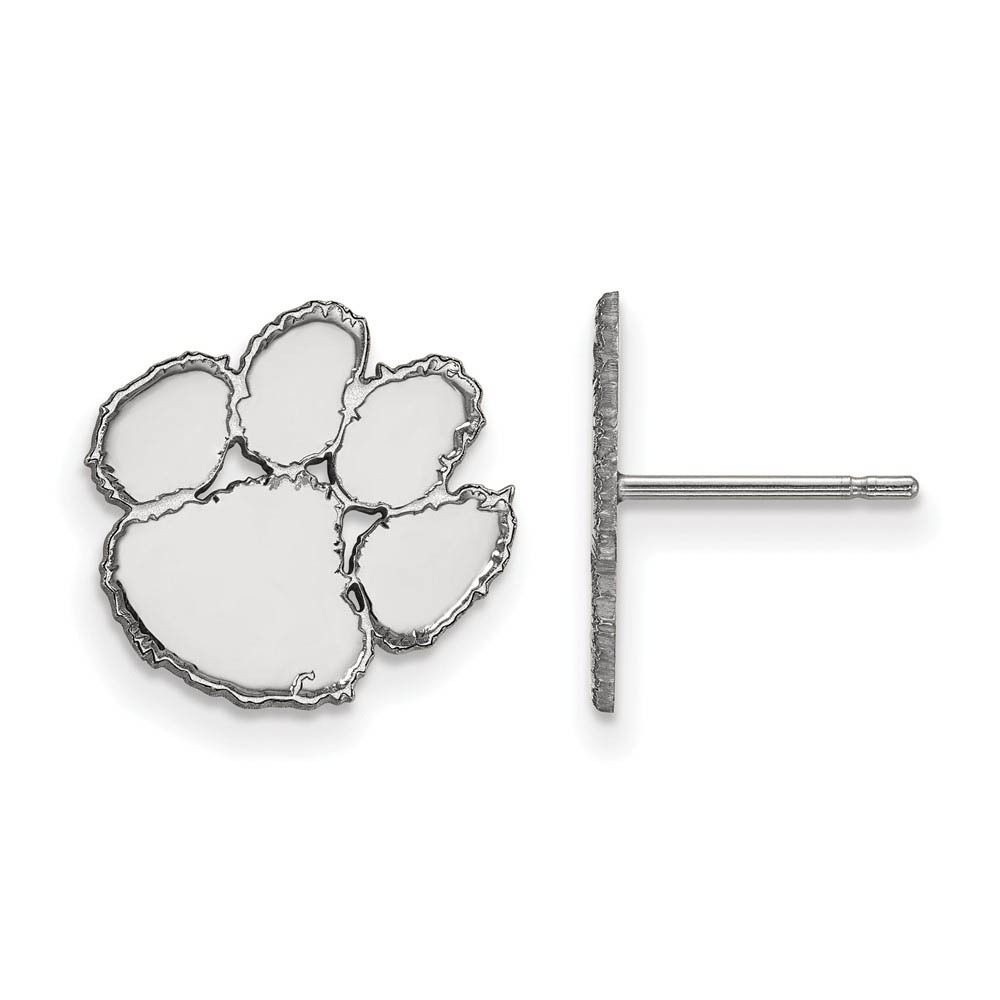 14k White Gold Clemson University Post Earrings