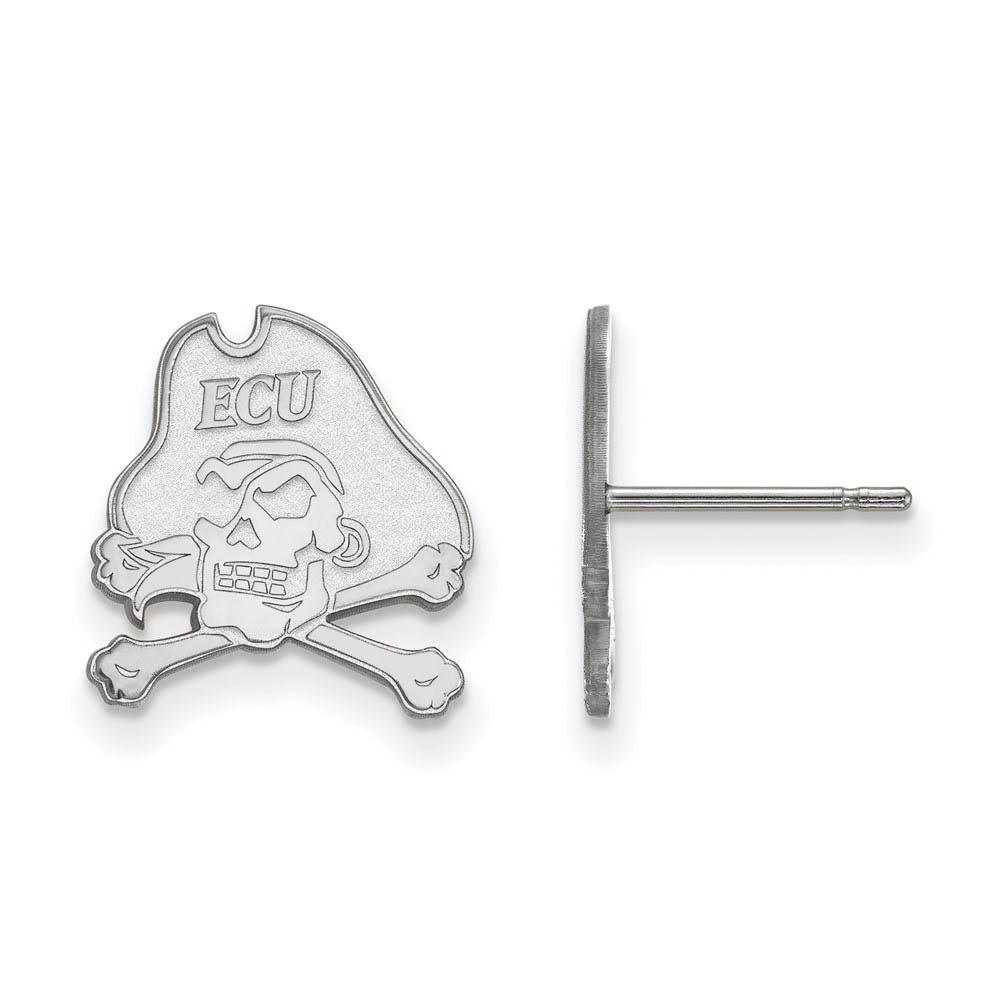 14k White Gold East Carolina University Post Earrings