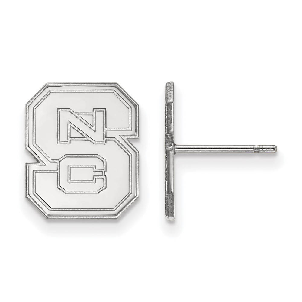 14k White Gold North Carolina State 'NCS' Post Earrings