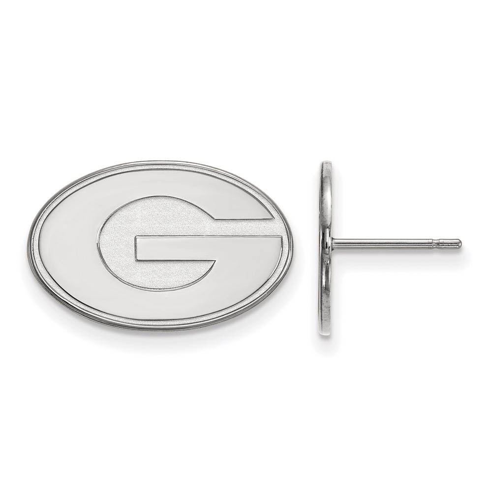 14k White Gold University of Georgia Initial G Post Earrings