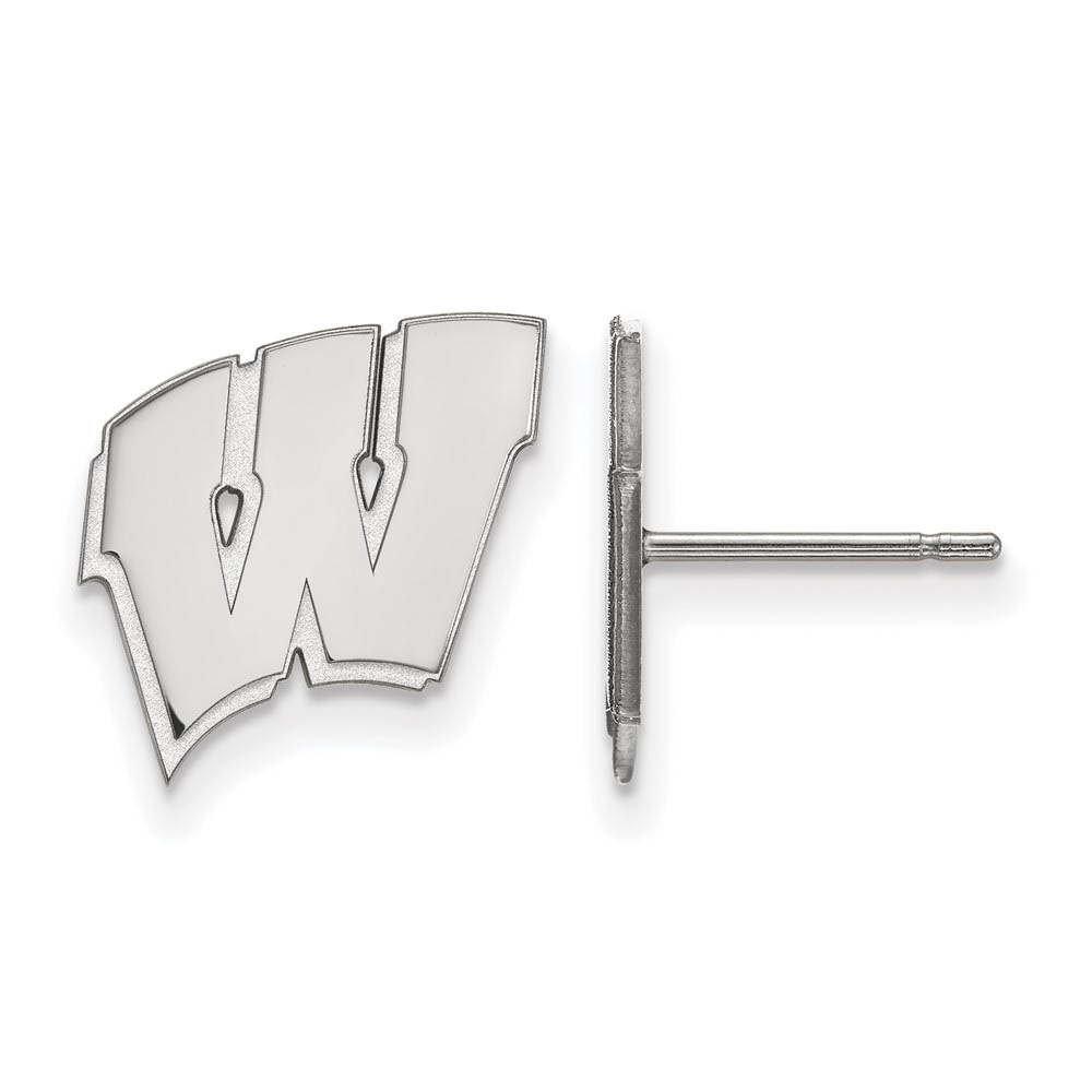 14k White Gold University of Wisconsin 'W' Post Earrings