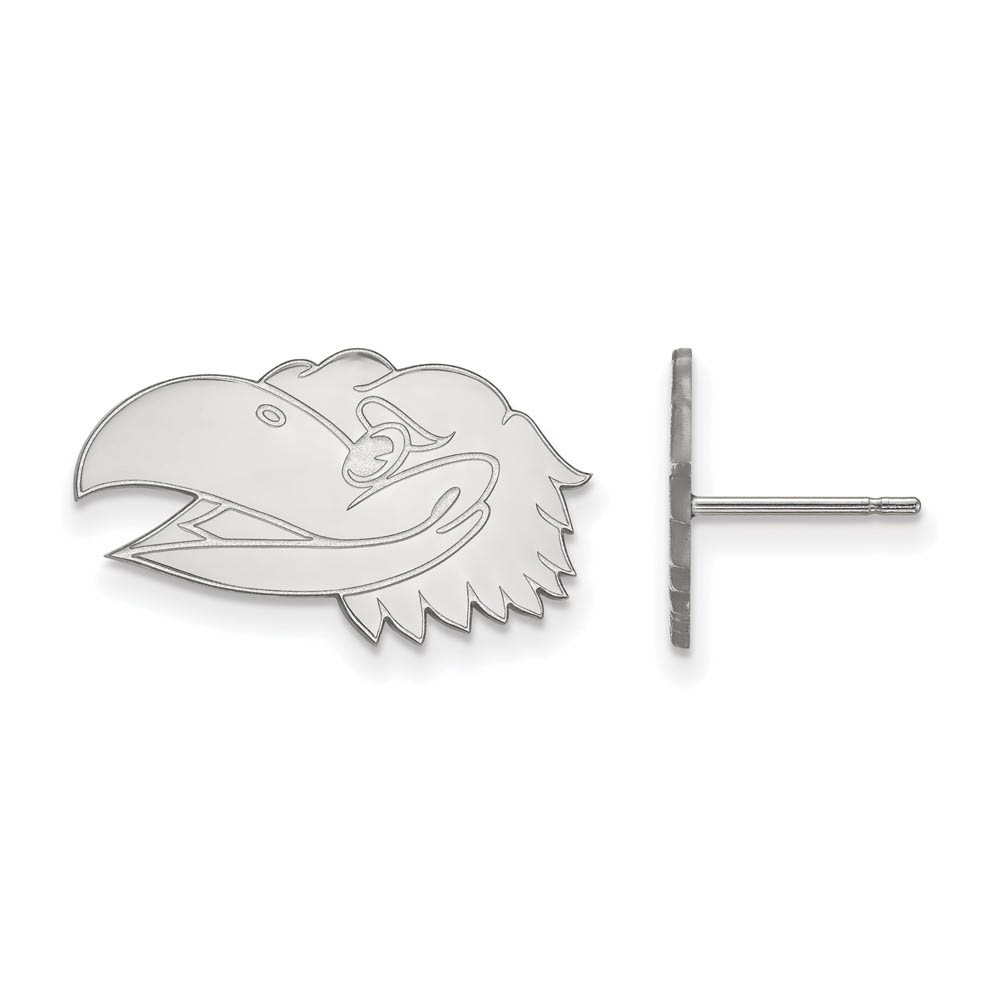 14k White Gold University of Kansas Mascot Head Post Earrings