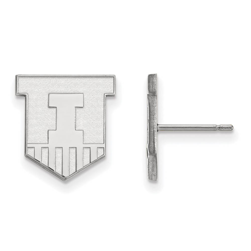 14k White Gold University of Illinois Post Earrings