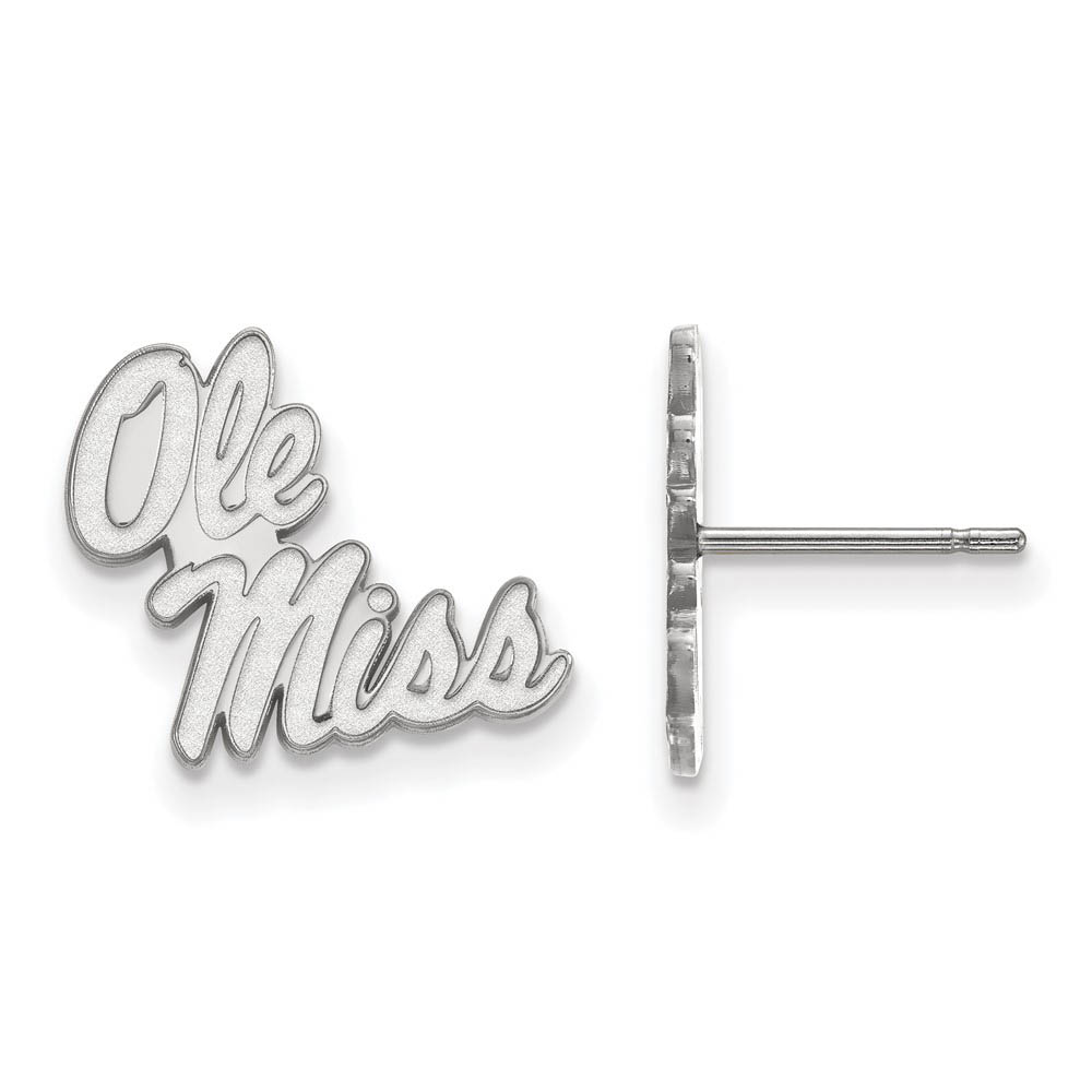 14k White Gold University of Mississippi Post Earrings