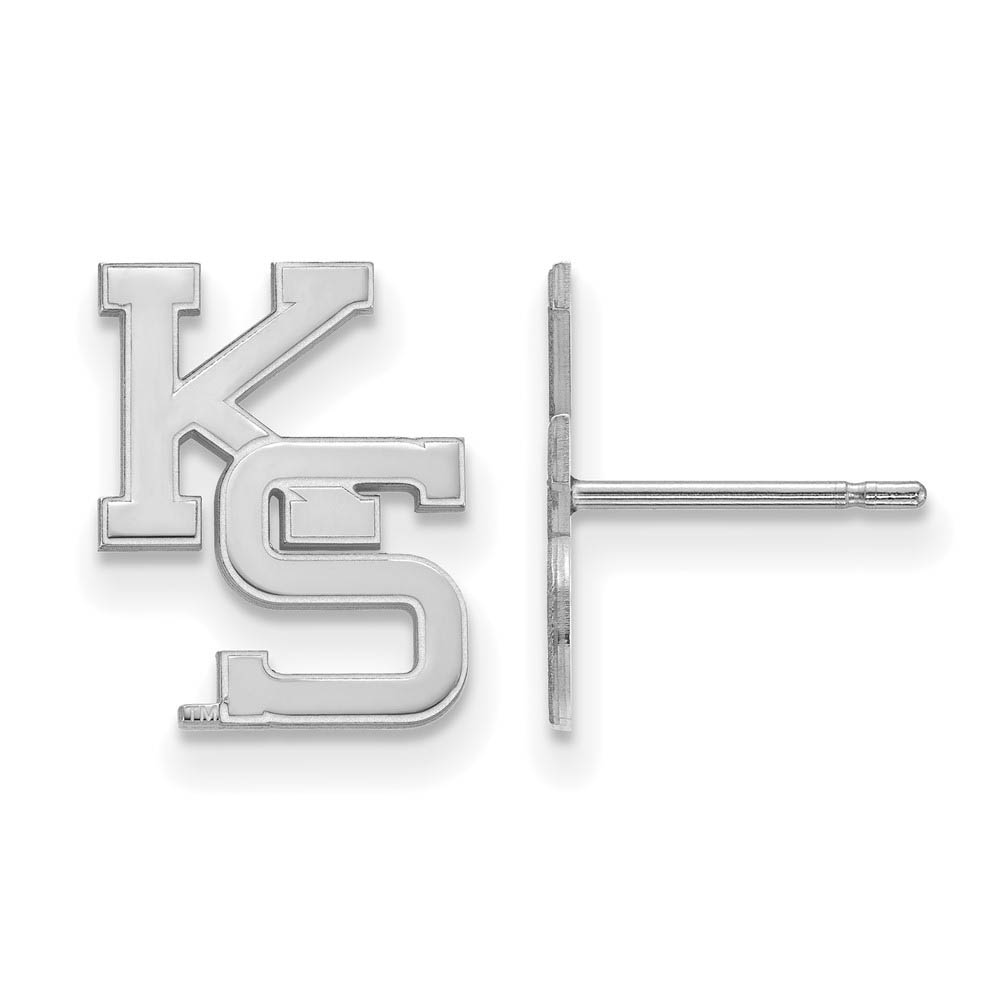 14k White Gold Kansas State University Post Earrings