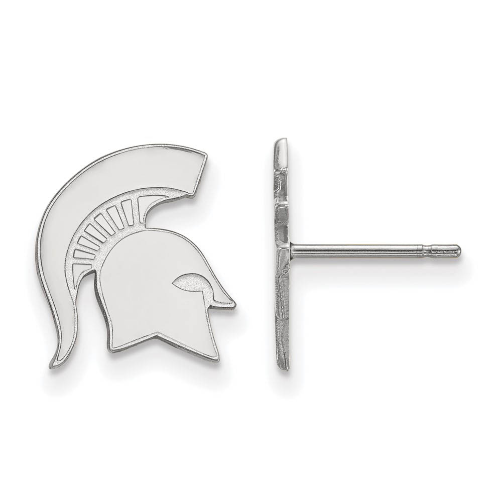 14k White Gold Michigan State University Post Earrings