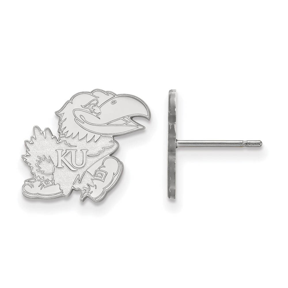 14k White Gold University of Kansas Post Earrings