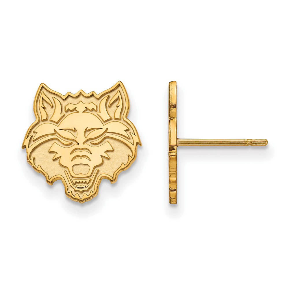 14k Yellow Gold Arkansas State University Post Earrings