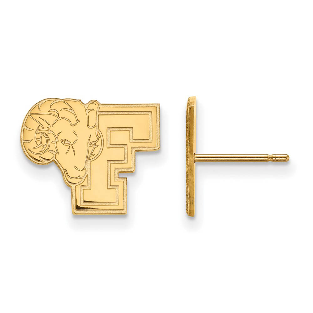 14k Yellow Gold Fordham University Post Earrings