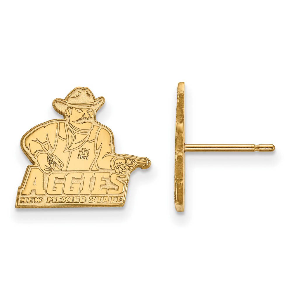 14k Yellow Gold New Mexico State University Post Earrings