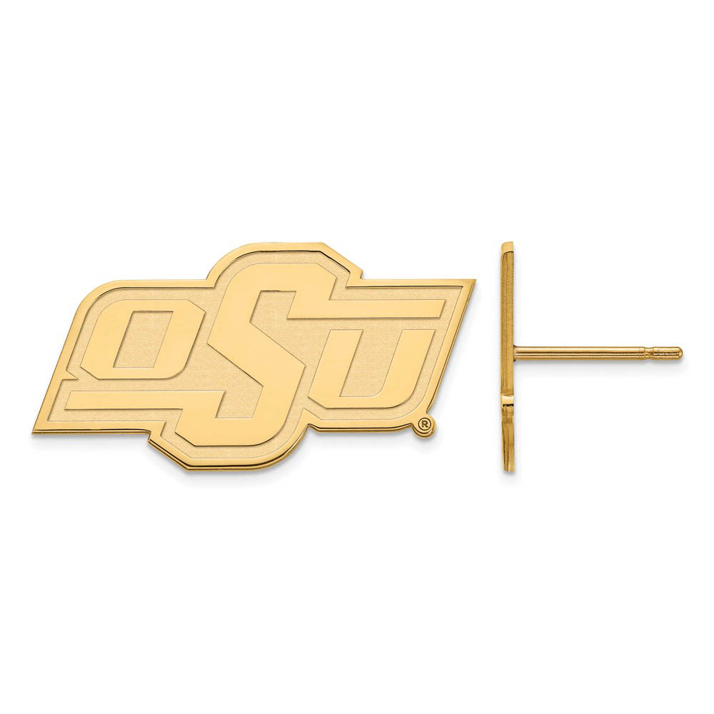 14k Yellow Gold Oklahoma State University Post Earrings