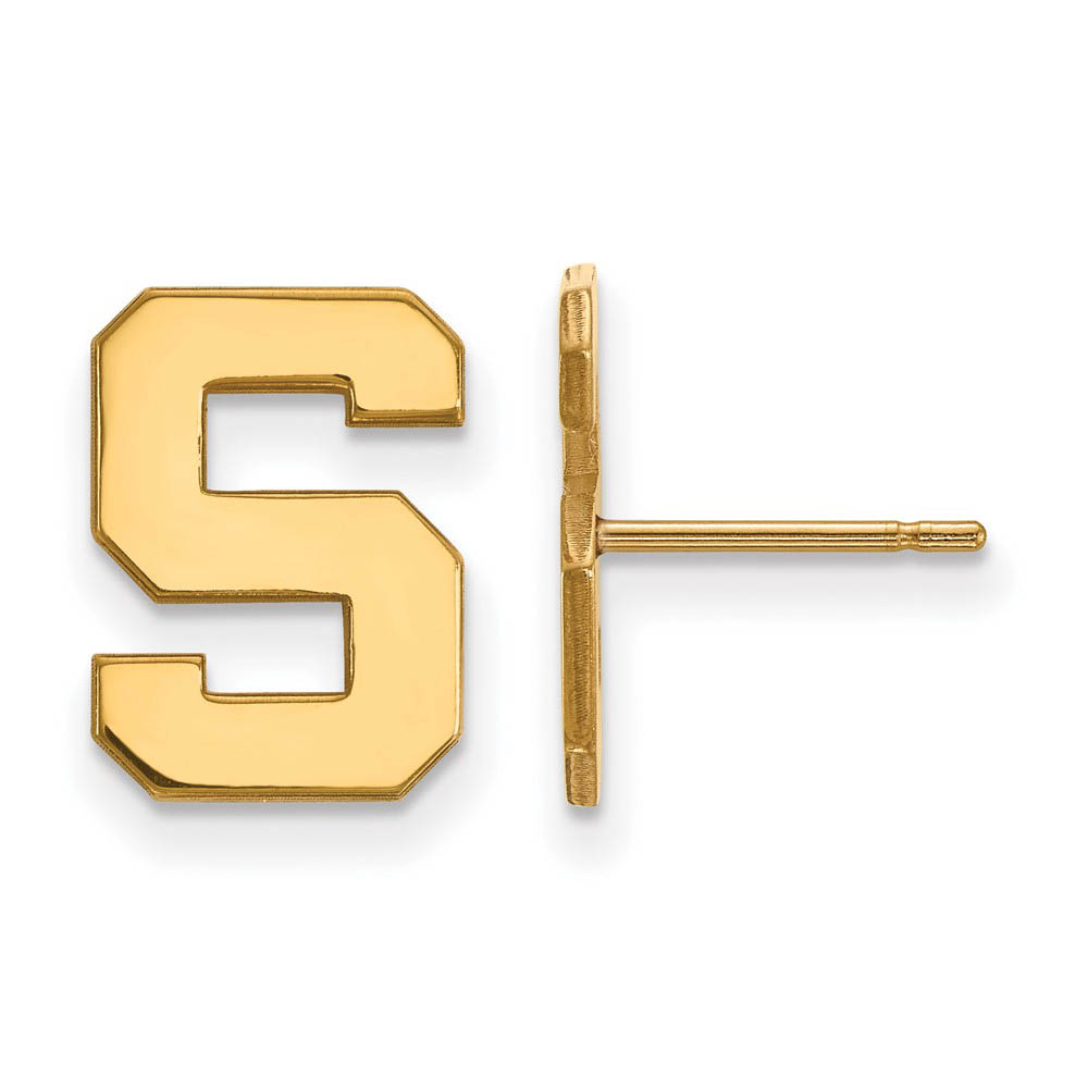 14k Yellow Gold Michigan State University Small 'S' Post Earrings