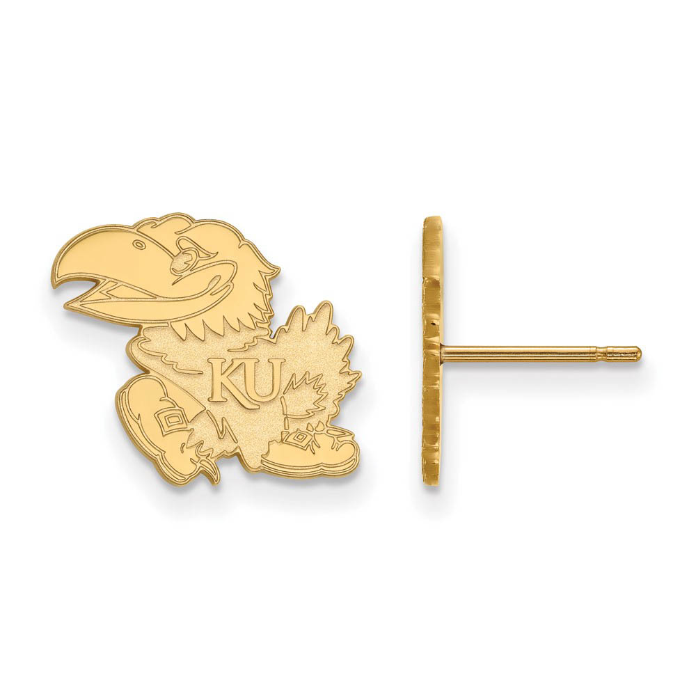 14k Yellow Gold University of Kansas Mascot Post Earrings