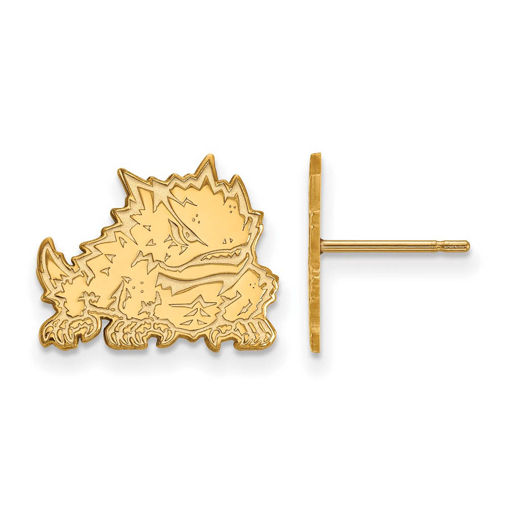 14k Yellow Gold Texas Christian University Post Earrings