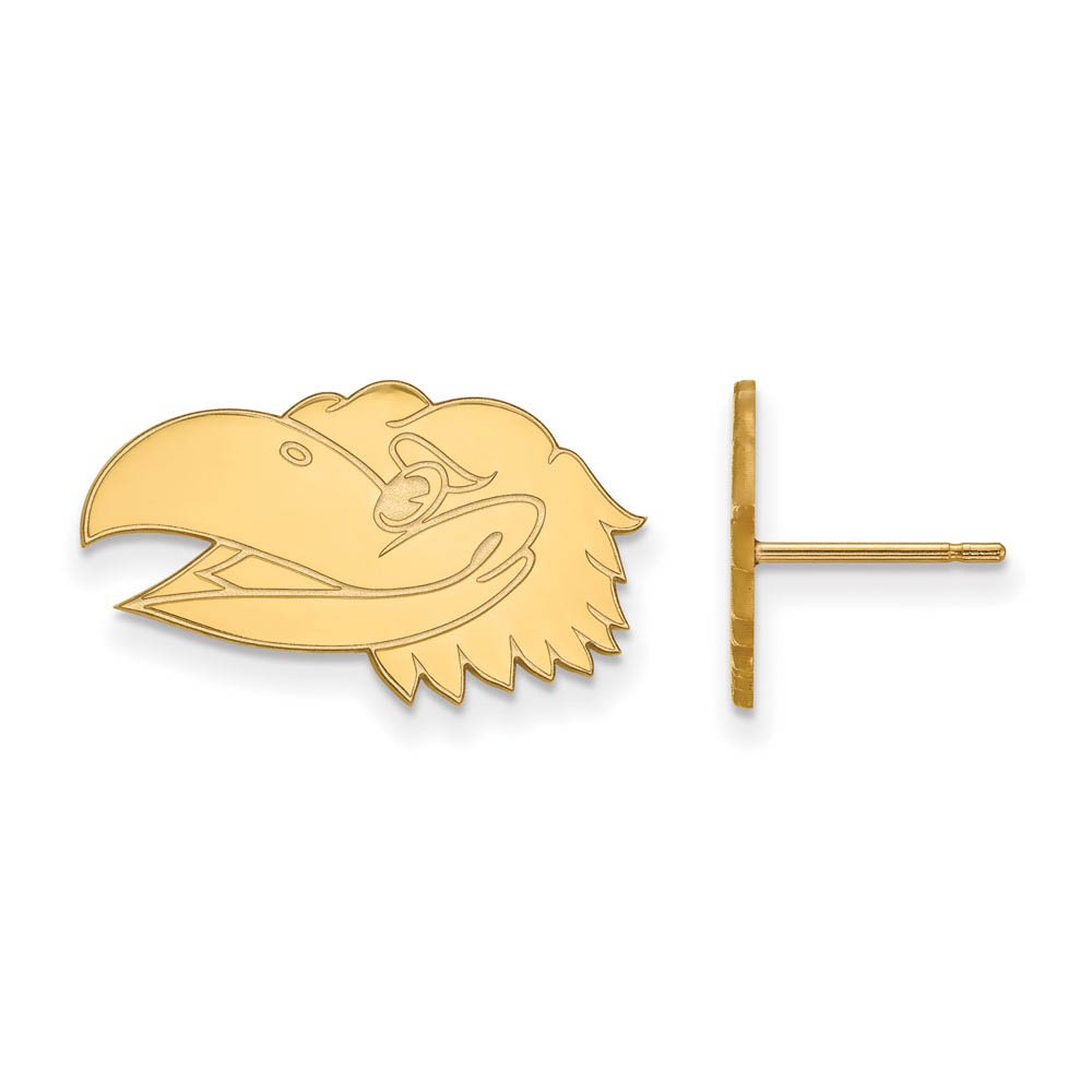 14k Yellow Gold University of Kansas Mascot Head Post Earrings