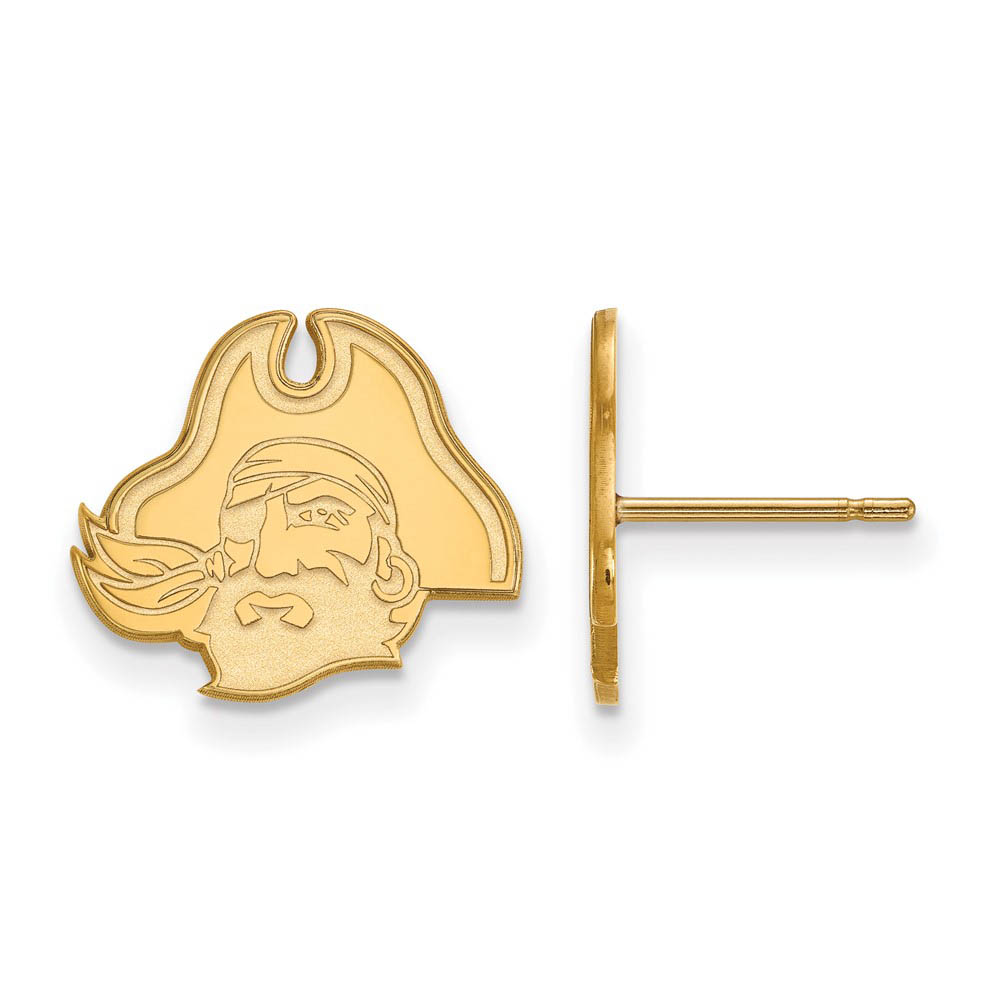 14k Yellow Gold East Carolina University Pirate Post Earrings