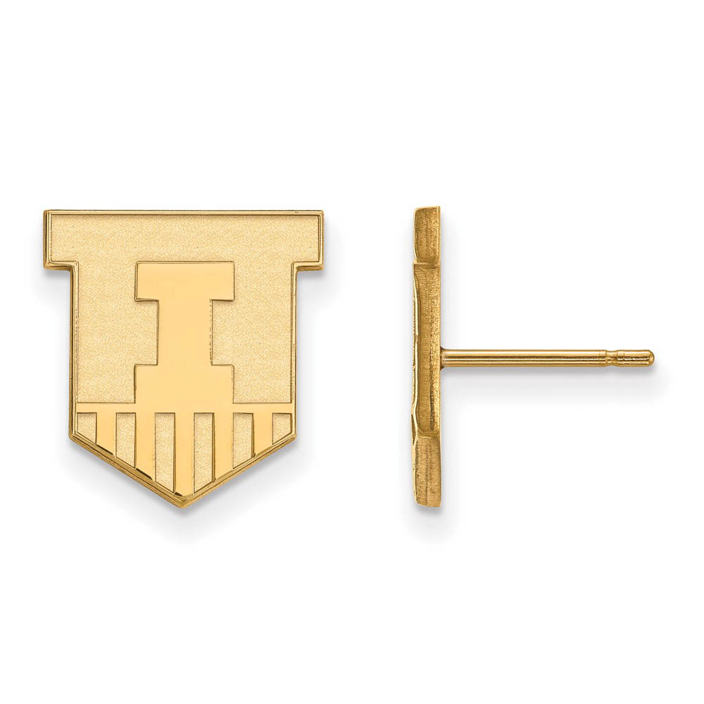 14k Yellow Gold University of Illinois Post Earrings