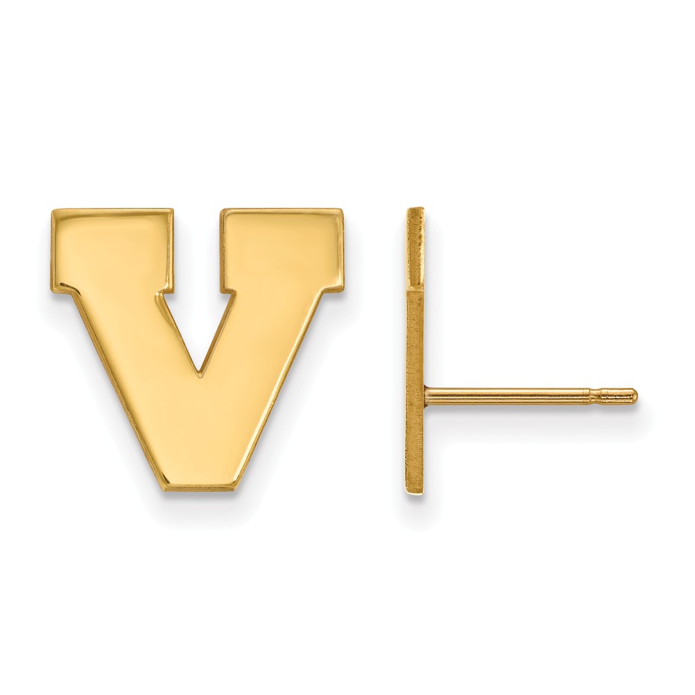 14k Yellow Gold University of Virginia Initial V Post Earrings